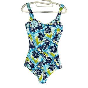 YBL Your Best Look Women Size 12 Blue Floral Patch